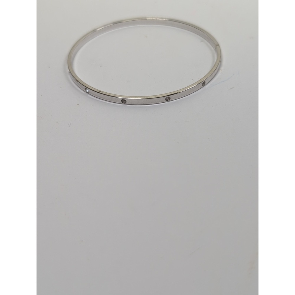 Swan Signed Swarovski Silver Clear Crystal Bangle Bracelet
